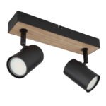 Aplică metal negru mat, MDF, reproducere lemn închis, L x l x I: 260x60x135mm, fără becuri 2xGU10 35W 230V - imagine 3