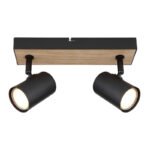 Aplică metal negru mat, MDF, reproducere lemn închis, L x l x I: 260x60x135mm, fără becuri 2xGU10 35W 230V - imagine 4