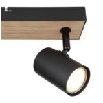 Aplică metal negru mat, MDF, reproducere lemn închis, L x l x I: 260x60x135mm, fără becuri 2xGU10 35W 230V - imagine 5