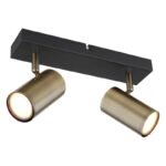 Spot metal negru mat, alamă antică, LxLxA: 260x60x120mm,excl 2x GU10 35W 230V