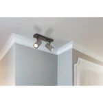 Plafoniera Spot metalic negru-crom, metal gri mat, LxLxA: 260x100x120mm, excl. 2x GU10 35W 230V - imagine 2