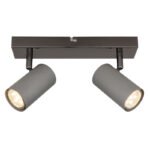 Plafoniera Spot metalic negru-crom, metal gri mat, LxLxA: 260x100x120mm, excl. 2x GU10 35W 230V - imagine 4