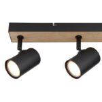 Plafonieră metal negru mat, MDF, reproducere lemn închis, L x l x I: 410x60x135mm, fără becuri 3xGU10 35W 230V - imagine 5
