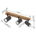 Spot metal grafit închis, metal negru mat, metal grafit, Lxlxh: 410x60x120mm, excl 3x GU10 35W 230V - imagine 6