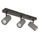 Plafoniera Spot metalic negru-crom, metal gri mat, LxLxA: 410x100x120mm, excl. 3x GU10 35W 230V - imagine 3