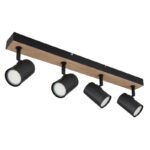 Plafonieră metal negru mat, MDF, reproducere lemn închis, L x l x I: 555x60x135mm, fără becuri 4xGU10 35W 230V - imagine 3