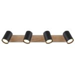 Plafonieră metal negru mat, MDF, reproducere lemn închis, L x l x I: 555x60x135mm, fără becuri 4xGU10 35W 230V - imagine 5