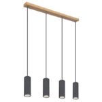 Suspensie, aspect metal grafit/lemn, cablu PVC negru, LxLxA: 650x60x1200mm, excl. becuri 4x GU10, max. 35W 230V - imagine 3