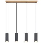 Suspensie, aspect metal grafit/lemn, cablu PVC negru, LxLxA: 650x60x1200mm, excl. becuri 4x GU10, max. 35W 230V - imagine 4