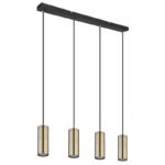 Suspensie metal negru mat, metal, cablu PVC negru, Lxlxh: 650x60x1200mm, excl 4x GU10 35W 230V - imagine 3