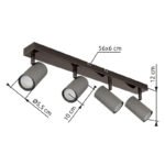Plafoniera Spot metalic negru-crom, metal gri mat, LxLxA: 560x100x120mm, excl. 4x GU10 35W 230V - imagine 6