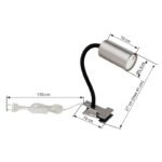 Spot cu clemă metal nichel mat, plastic negru, metal nichel mat, cablu PVC transparent, comutator basculant pe cablu, flexo, Lxlxh: 290x100x415mm, lungime cablu 1500mm, exclus 1x GU10 25W 230V - imagine 5