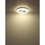 Plafonieră, metal alb mat, acril opal, plastic opal, inel cromat, mai multe niveluri prin comutator de perete, culorile pot fi fixate, funcție de memorie, ø: 480mm, H: 75mm, incl. LED 48W 230V, sursă 6024lm, ieșire 3450lm, CCT 2700/4000/6000K - imagine 5