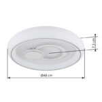 Plafonieră, metal alb mat, acril opal, plastic opal, inel cromat, mai multe niveluri prin comutator de perete, culorile pot fi fixate, funcție de memorie, ø: 480mm, H: 75mm, incl. LED 48W 230V, sursă 6024lm, ieșire 3450lm, CCT 2700/4000/6000K - imagine 6