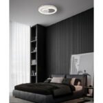 Plafonieră, metal alb mat, plastic argintiu, acril opal, inel cromat, mai multe niveluri prin comutator de perete, funcție de memorie, ø: 480mm, H: 57mm, incl. LED 36W 230V, sursă 4275lm, ieșire 1975lm, CCT 3000/4000/6500K
