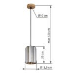 Lampă suspendată metal aspect lemn, cristale K5 de culoare fum, cablu textil negru, ø: 135mm, H: 1200mm, excl. 1x E27 60W 230V - imagine 5