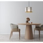 Lampă suspendată metal aspect lemn, cristale K5 de culoare fum, cablu textil negru, ø: 350mm, H: 1200mm, excl. 1x E27 60W 230V - imagine 2