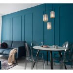 Lampă suspendată metal aspect lemn, cristale K5 de culoare fum, cablu textil negru, ø: 350mm, H: 1200mm, excl. 3x E27 60W 230V - imagine 2