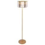 Lampă de podea metal aspect lemn, cristale K5 de culoare fum, cablu PVC negru, comutator cu pedală în cablu, ø: 350mm, H: 1500mm, lungime cablu 1800mm, excl. 1x E27 60W 230V - imagine 4