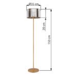 Lampă de podea metal aspect lemn, cristale K5 de culoare fum, cablu PVC negru, comutator cu pedală în cablu, ø: 350mm, H: 1500mm, lungime cablu 1800mm, excl. 1x E27 60W 230V - imagine 6