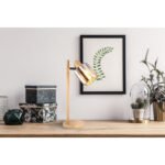 Lampă de masă metal aspect lemn, cristale K5 de culoare fum, cablu PVC negru, comutator basculant pe cablu, LxLxA: 150x130x400mm, lungime cablu 1600mm, excl. 1x E14 40W 230V - imagine 2
