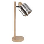 Lampă de masă metal aspect lemn, cristale K5 de culoare fum, cablu PVC negru, comutator basculant pe cablu, LxLxA: 150x130x400mm, lungime cablu 1600mm, excl. 1x E14 40W 230V - imagine 4