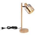 Lampă de masă metal aspect lemn, cristale K5 de culoare fum, cablu PVC negru, comutator basculant pe cablu, LxLxA: 150x130x400mm, lungime cablu 1600mm, excl. 1x E14 40W 230V - imagine 5