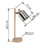 Lampă de masă metal aspect lemn, cristale K5 de culoare fum, cablu PVC negru, comutator basculant pe cablu, LxLxA: 150x130x400mm, lungime cablu 1600mm, excl. 1x E14 40W 230V - imagine 6