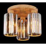 Plafonieră metalică aspect lemn, cristale K5 culoare fum, ø: 350mm, H: 250mm, excl. 3x E27 60W 230V - imagine 3