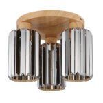 Plafonieră metalică aspect lemn, cristale K5 culoare fum, ø: 350mm, H: 250mm, excl. 3x E27 60W 230V - imagine 4