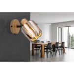 Aplica Spotlight metal aspect lemn, cristale K5 de culoare fum, comutator basculant pe articol, LxA: 90x167mm, AL: 150mm, excl. 1x E14 40W 230V - imagine 2