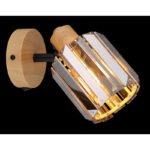 Aplica Spotlight metal aspect lemn, cristale K5 de culoare fum, comutator basculant pe articol, LxA: 90x167mm, AL: 150mm, excl. 1x E14 40W 230V - imagine 3