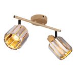 Plafoniera Spot metalic aspect lemn, cristale K5 culoare fum, LxLxH: 330x90x150mm, excl. 2x E14 40W 230V