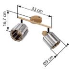 Plafoniera Spot metalic aspect lemn, cristale K5 culoare fum, LxLxH: 330x90x150mm, excl. 2x E14 40W 230V - imagine 6