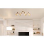 Plafoniera Spot metalic aspect lemn, cristale K5 culoare fum, mobil, LxLxH: 640x90x150mm, excl. 4x E14 40W 230V - imagine 2