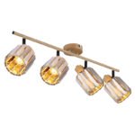 Plafoniera Spot metalic aspect lemn, cristale K5 culoare fum, mobil, LxLxH: 640x90x150mm, excl. 4x E14 40W 230V