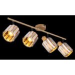 Plafoniera Spot metalic aspect lemn, cristale K5 culoare fum, mobil, LxLxH: 640x90x150mm, excl. 4x E14 40W 230V - imagine 3
