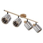 Plafoniera Spot metalic aspect lemn, cristale K5 culoare fum, mobil, LxLxH: 640x90x150mm, excl. 4x E14 40W 230V - imagine 4