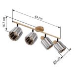 Plafoniera Spot metalic aspect lemn, cristale K5 culoare fum, mobil, LxLxH: 640x90x150mm, excl. 4x E14 40W 230V - imagine 6