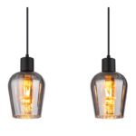 Suspensie metal negru mat, sticla fumurie, cablu PVC negru, inaltime scurta, LxLxH: 1035x135x1500mm, excl. 4x E27 40W 230V - imagine 5
