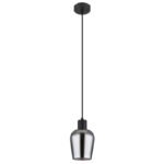 Lampă suspendată metal negru mat, sticlă de culoare fumurie, cablu PVC negru, înălțimea poate fi scurtată, ø: 135mm, H: 1500mm, excl. 1x E27 40W 230V - imagine 3