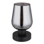 Lampa de masa metal negru mat, sticla fumurie, cablu PVC negru, comutator basculant pe cablu, ø: 135mm, H: 220mm, lungime cablu 1500mm, excl. 1x E27 40W 230V - imagine 2