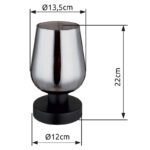 Lampa de masa metal negru mat, sticla fumurie, cablu PVC negru, comutator basculant pe cablu, ø: 135mm, H: 220mm, lungime cablu 1500mm, excl. 1x E27 40W 230V - imagine 4