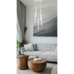 Suspensie metal alb mat, metal alb mat, acril satinat, transparent, cablu PVC alb, ø: 120mm, H: 1200mm, excl. 1x G9 LED 4W 230V