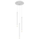 Suspensie metal alb mat, metal alb mat, acril satinat, transparent, cablu PVC alb, înălțimea poate fi scurtată, ø: 240mm, H: 1200mm, excl. 3x G9 LED 4W 230V