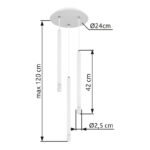 Suspensie metal alb mat, metal alb mat, acril satinat, transparent, cablu PVC alb, înălțimea poate fi scurtată, ø: 240mm, H: 1200mm, excl. 3x G9 LED 4W 230V - imagine 6