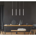 Suspensie metal alb mat, metal alb mat, acril satinat, transparent, cablu PVC alb, LxLxH: 760x80x1200mm, excl. 4x G9 LED 4W 230V