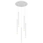 Suspensie metal alb mat, metal alb mat, acril satinat, transparent, cablu PVC alb, înălțimea poate fi scurtată, ø: 340mm, H: 1200mm, excl. 5x G9 LED 4W 230V