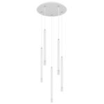 Suspensie metal alb mat, metal alb mat, acril satinat, transparent, cablu PVC alb, înălțimea poate fi scurtată, ø: 340mm, H: 1200mm, excl. 5x G9 LED 4W 230V - imagine 3