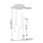Suspensie metal alb mat, metal alb mat, acril satinat, transparent, cablu PVC alb, înălțimea poate fi scurtată, ø: 340mm, H: 1200mm, excl. 5x G9 LED 4W 230V - imagine 5